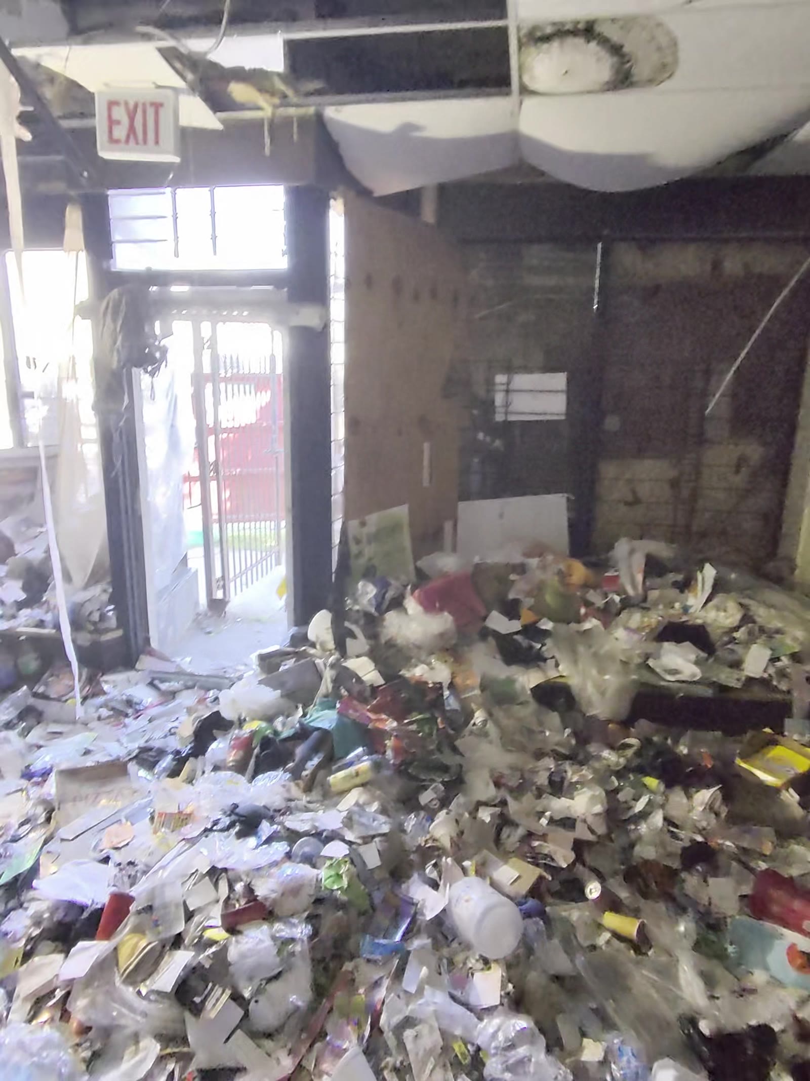 Interior filled with debris before the cleanout